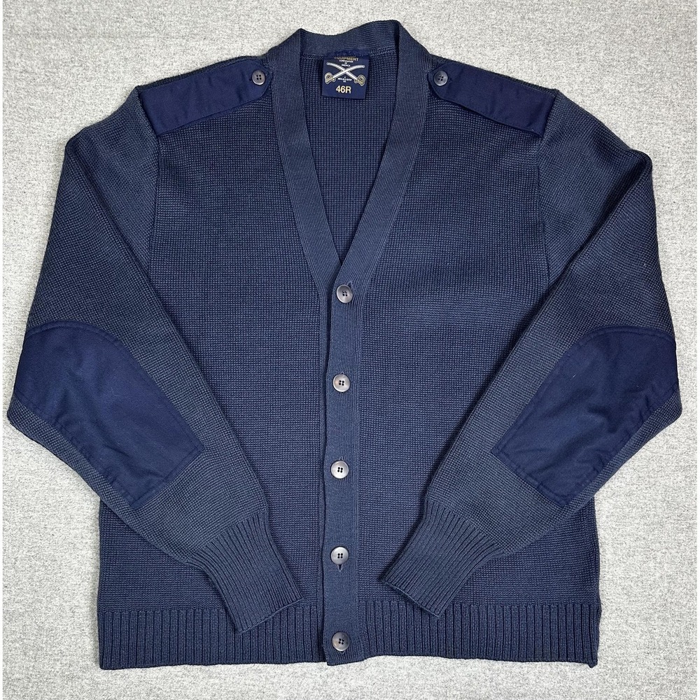 Vintage Military Equipment Corp Cardigan Mens 46R Navy Wool USAF Epaulets 90s